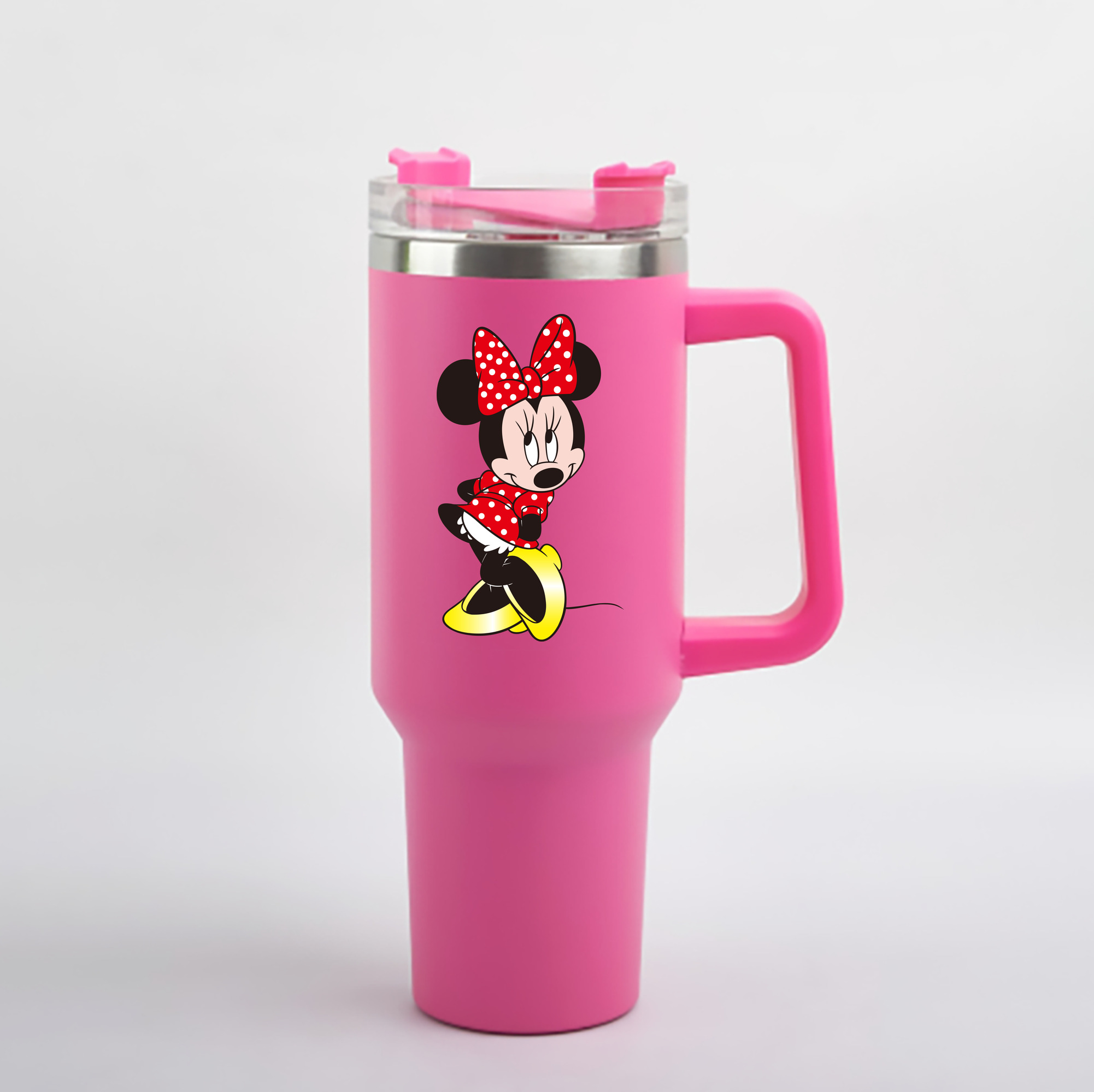 （画像用） ミッキーマウス Mickey Mouse 1200mL車用タンブラー - クリスタルステッカー（プラスチックストロー付き）